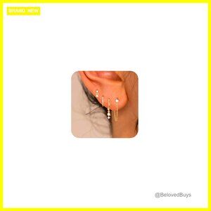 Gold Plated Pearl Drop Earrings, 14k Gold Plated Huggie Hoop Stack